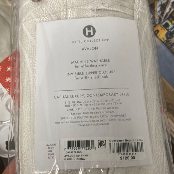 Hotel Collection Avalon Sham,Standard. Color:Ivory - Picture 3 of 3